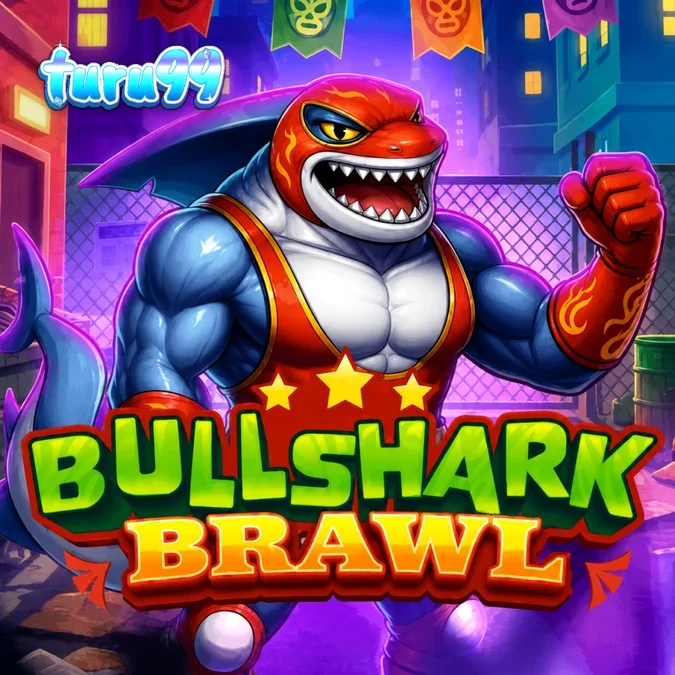 Tampilan visual slot Bullshark Brawl dengan tema gulat hiu